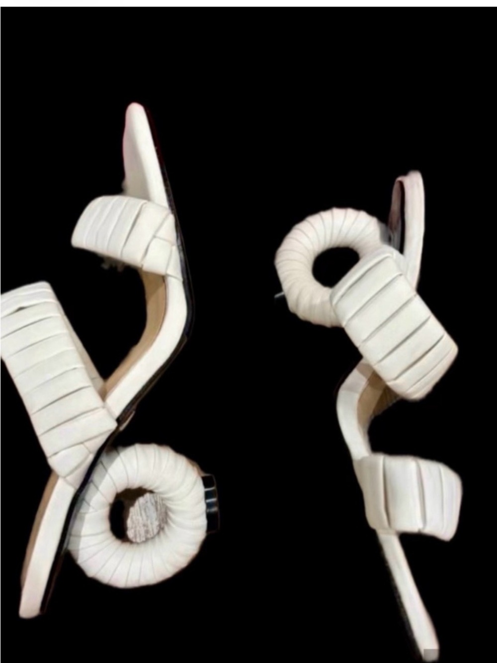 Unique White Statement Heels - Open Toe - Size 8